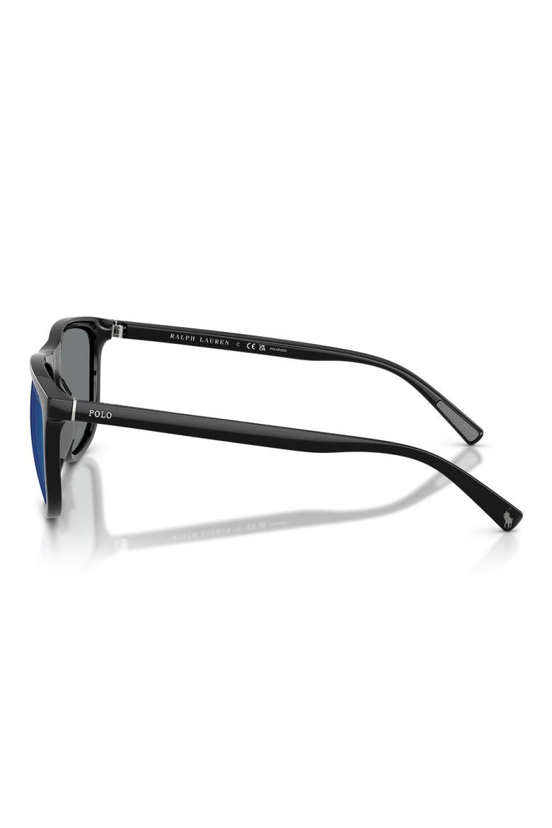 57mm Polarized Pillow Sunglasses, Alternate, color, SHINY BLACK / POLAR GREY