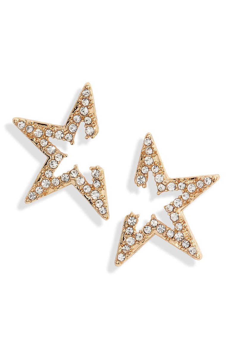 Star Light Crystal Embellished Stud Earrings, Main, color, GOLD