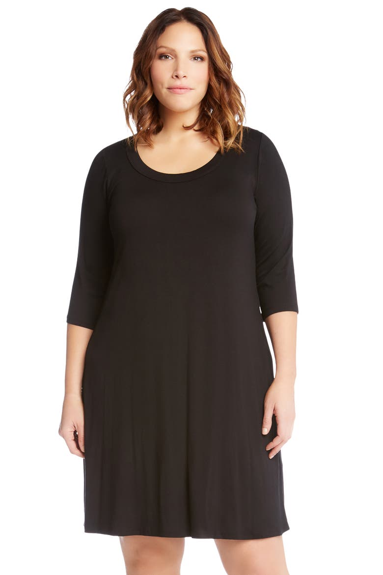 Scoop Neck Jersey Dress, Alternate, color, BLACK