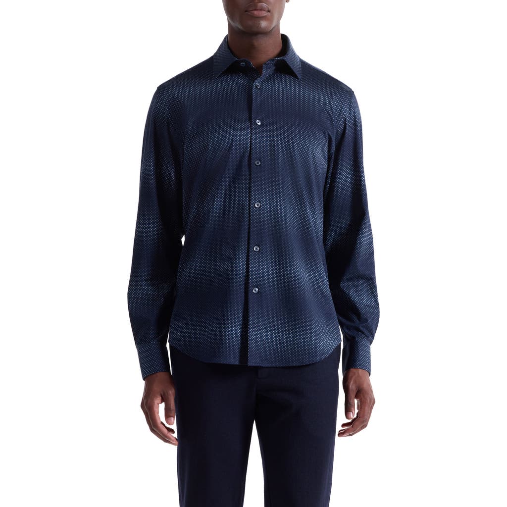 Bugatchi James Ooohcotton® Gradient Geo Print Button-up Shirt In Blue