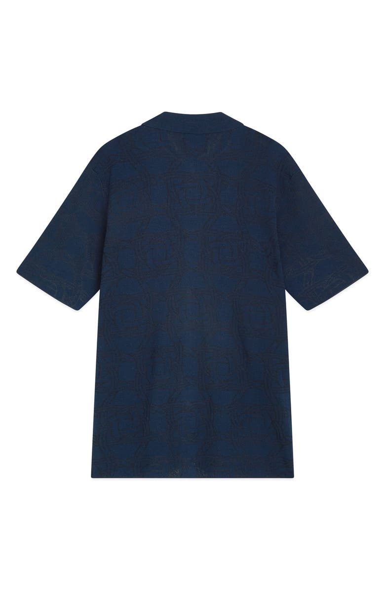 Scotch
Soda Tone-on-Tone Jacquard Short Sleeve Button-Up Knit Shirt, Alternate, color,
