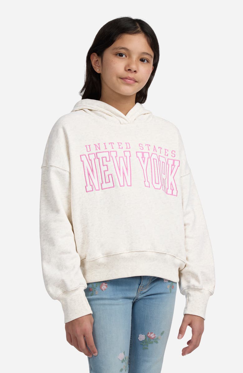abercrombie kids Kids' NY Embroidered Graphic Hoodie, Alternate, color, Oatmeal Heather