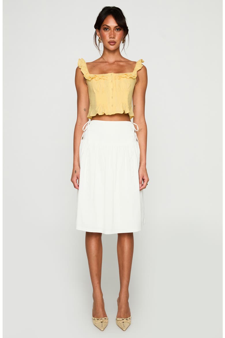 Isadoria Ruffle Trim Cotton & Linen Tank, Alternate, color, YELLOW
