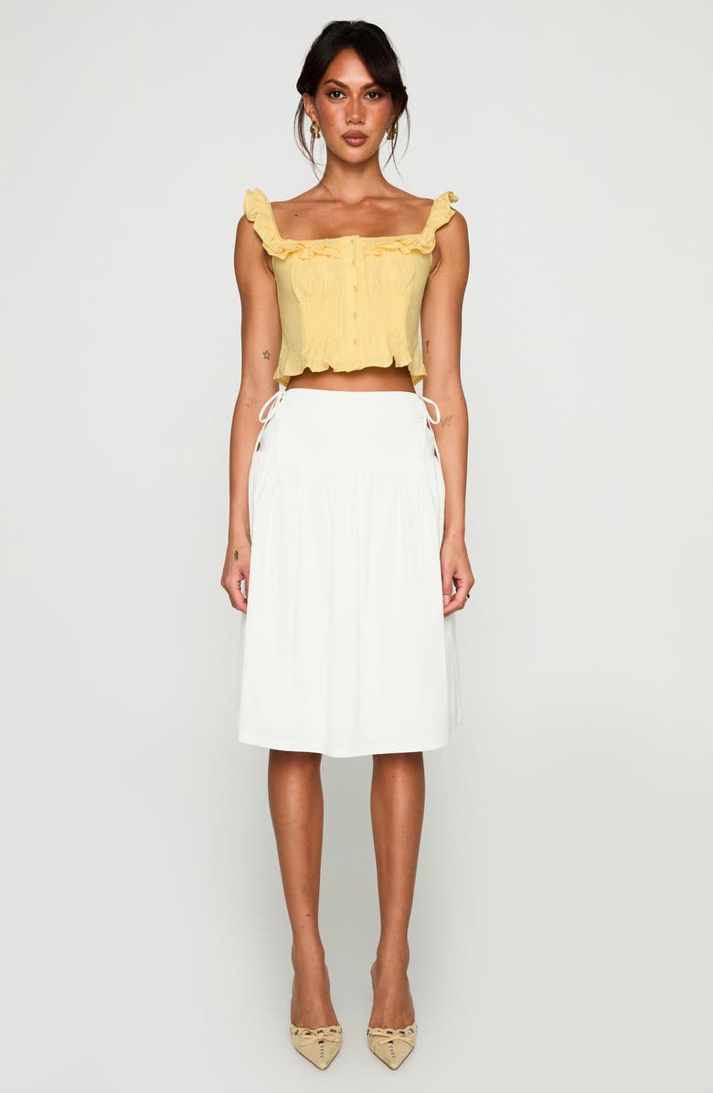 Princess Polly Isadoria Ruffle Trim Cotton & Linen Tank, Alternate, color, Yellow