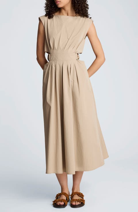 Cutout D-Ring Tie Back Midi Dress