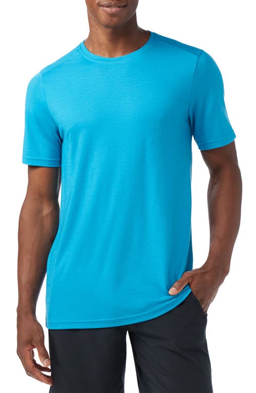 Smartwool Active Performance Wool Blend T-shirt In Deep Pool Blue