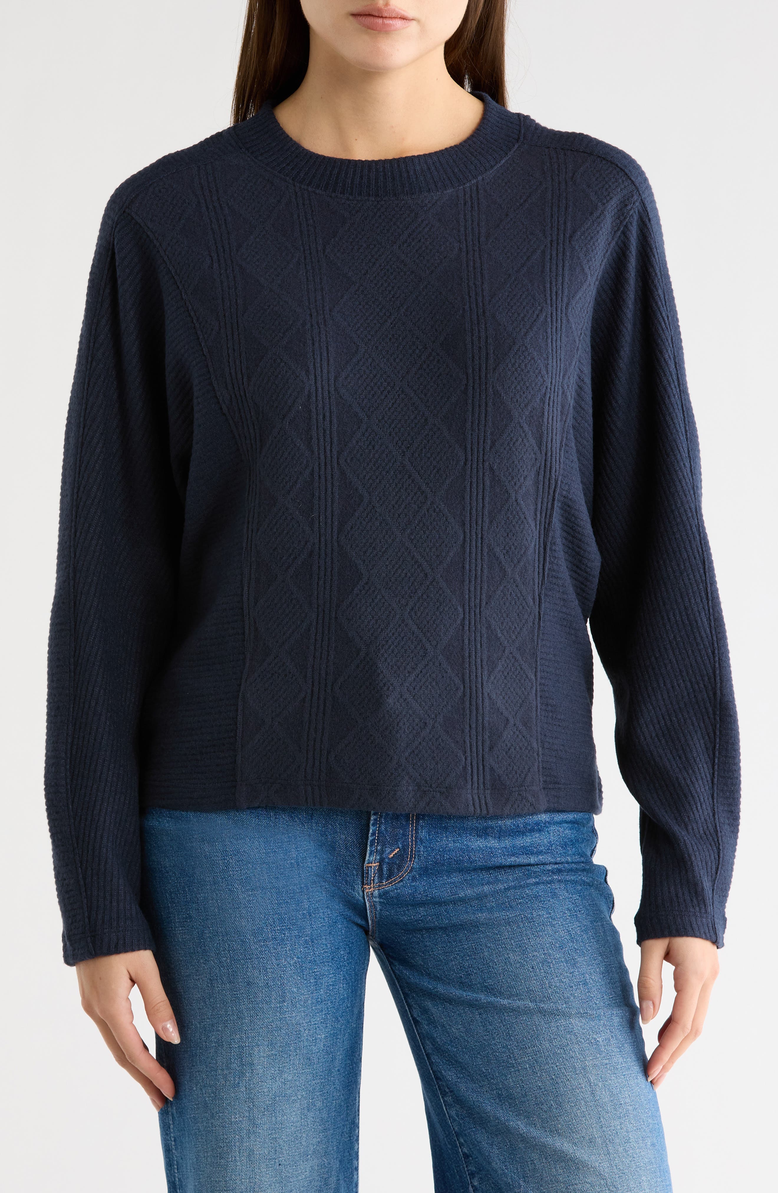 Textured Knit Dolman Sleeve Top - image 5