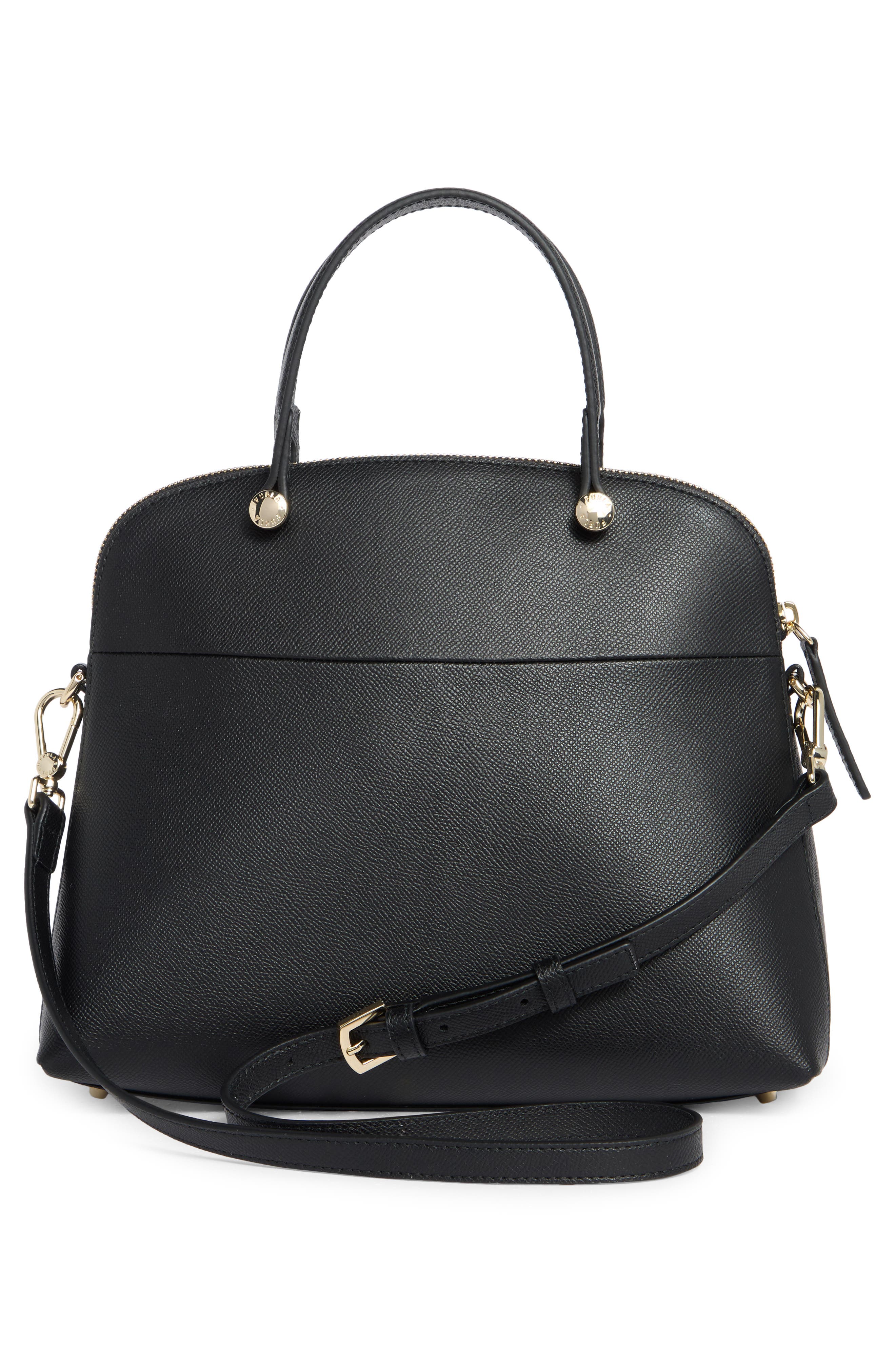Furla Classic Dome Leather Handbag, Alternate, color, Nero