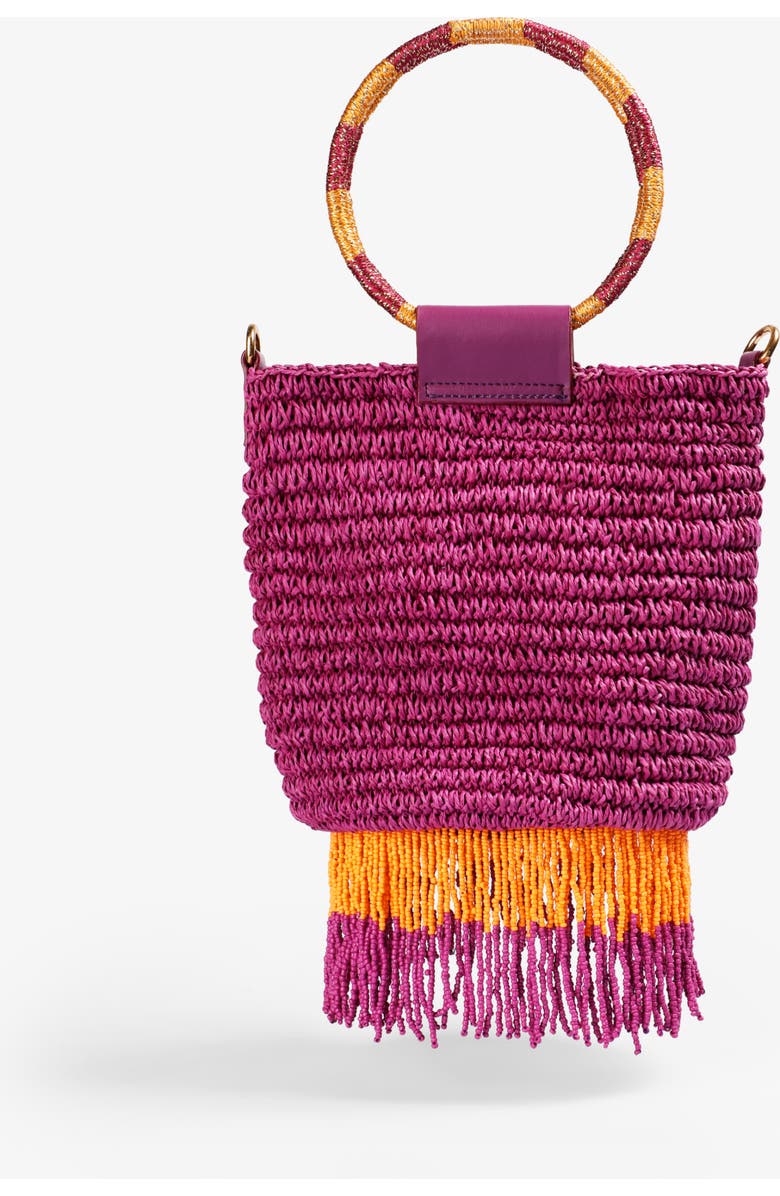 Scalpers Par Beads Fringed Bag, Alternate, color, Bouganville