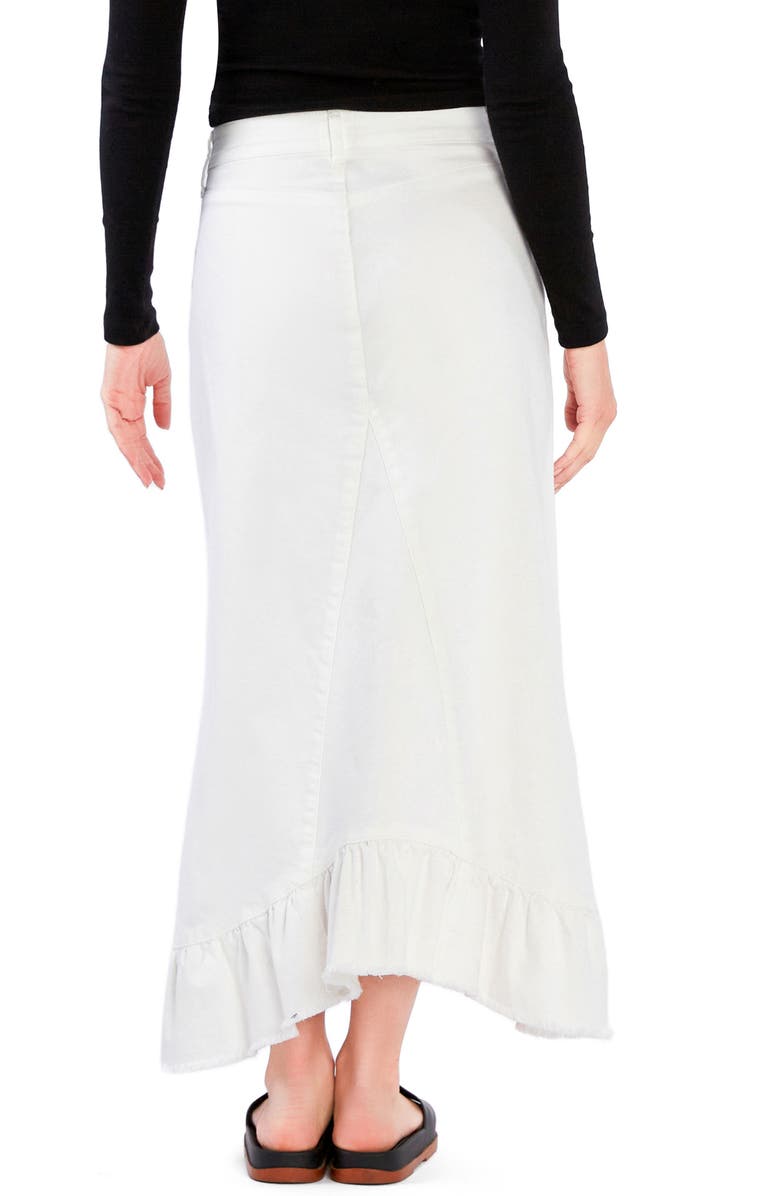 Wash Lab Denim Pieced Ruffle Denim Maxi Skirt, Alternate, color, Stone White