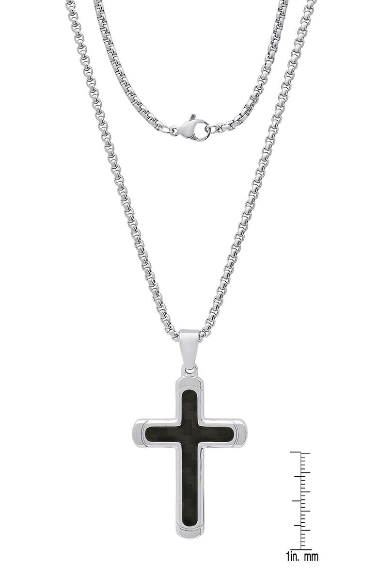 HMY JEWELRY Men's Two-Tone Stainless Steel Cross Pendant Necklace, Alternate, color, 