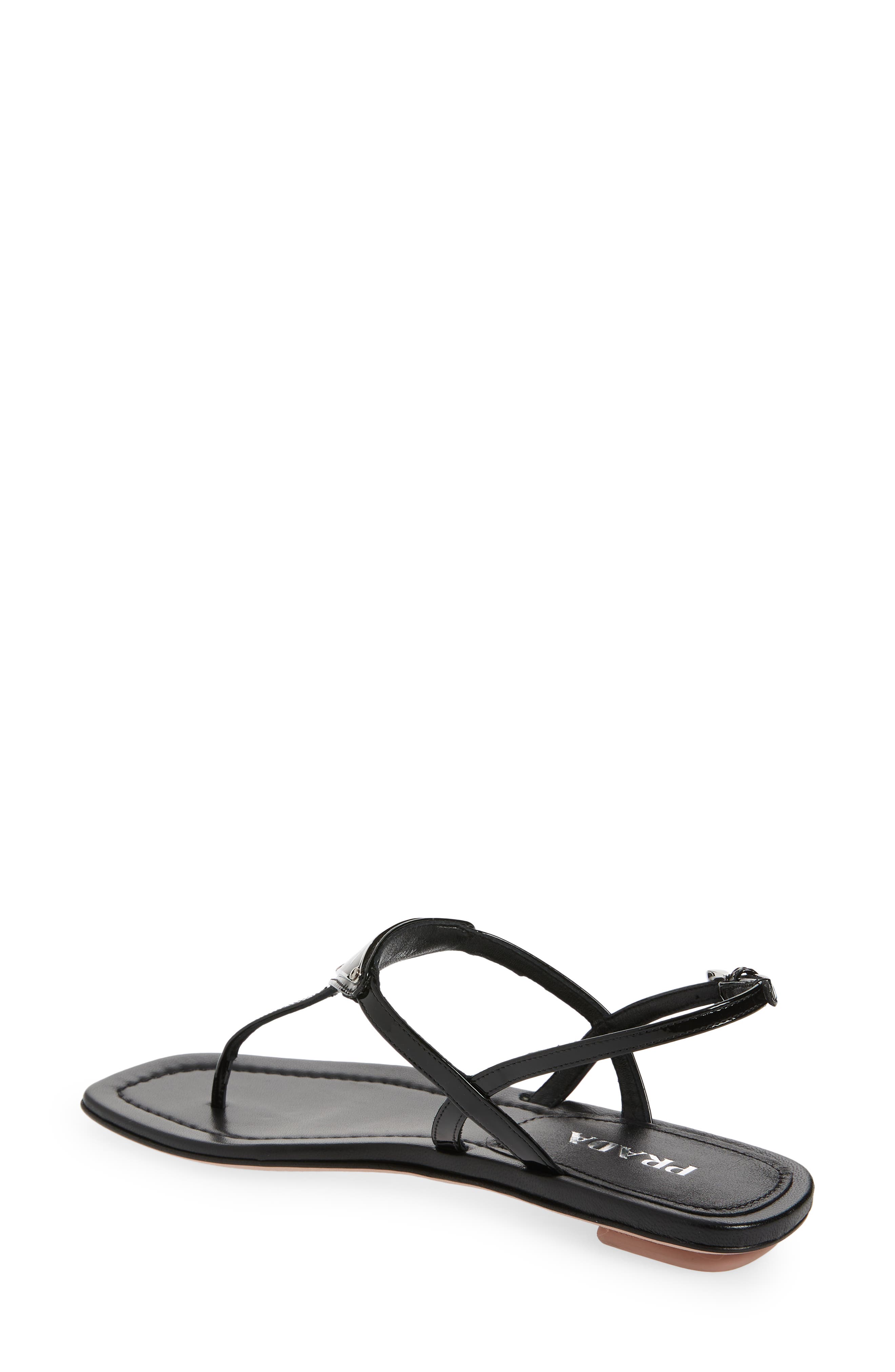 Prada Triangle Logo Sandal, Alternate, color, 