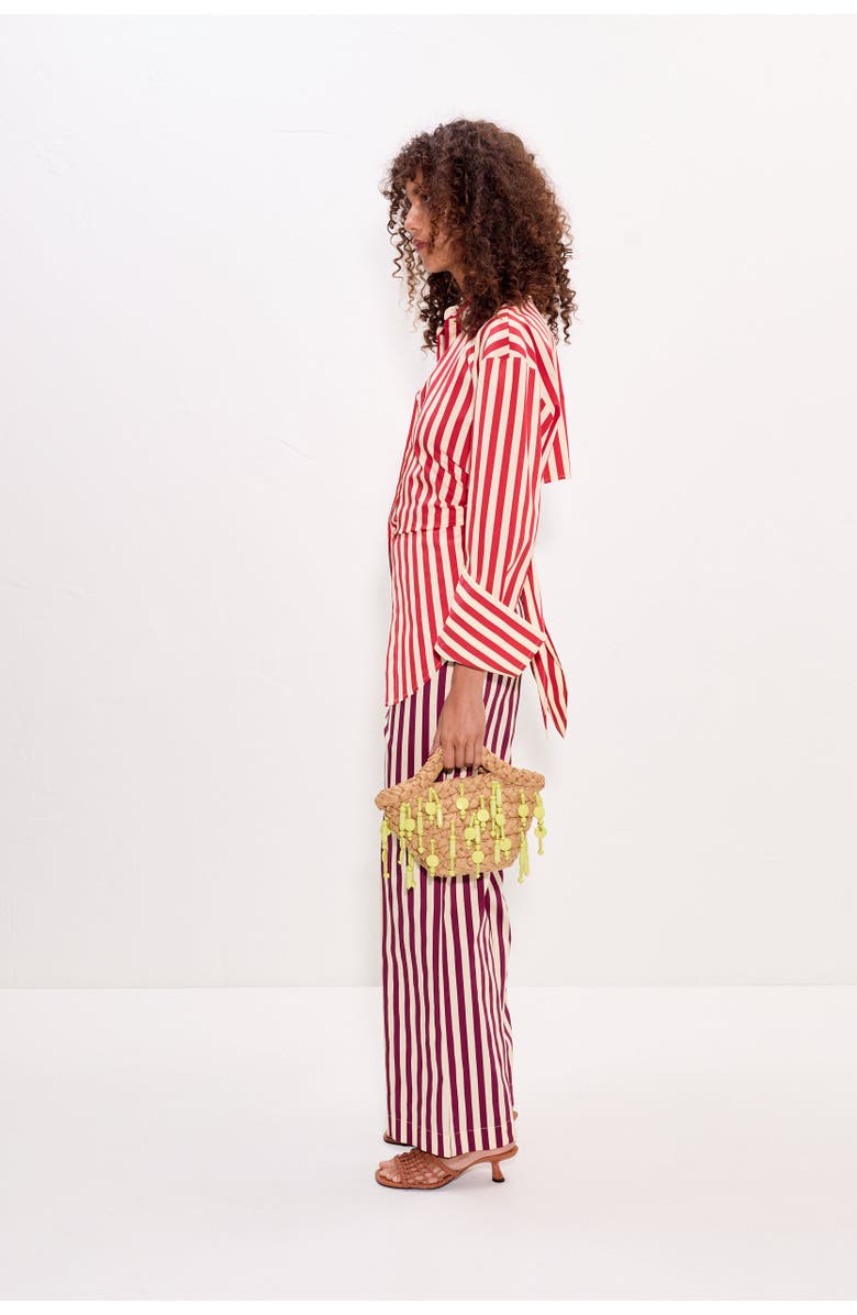 SIMONMILLER Pia Poplin Side Zip Pant, Alternate, color, Bordeaux Stripe