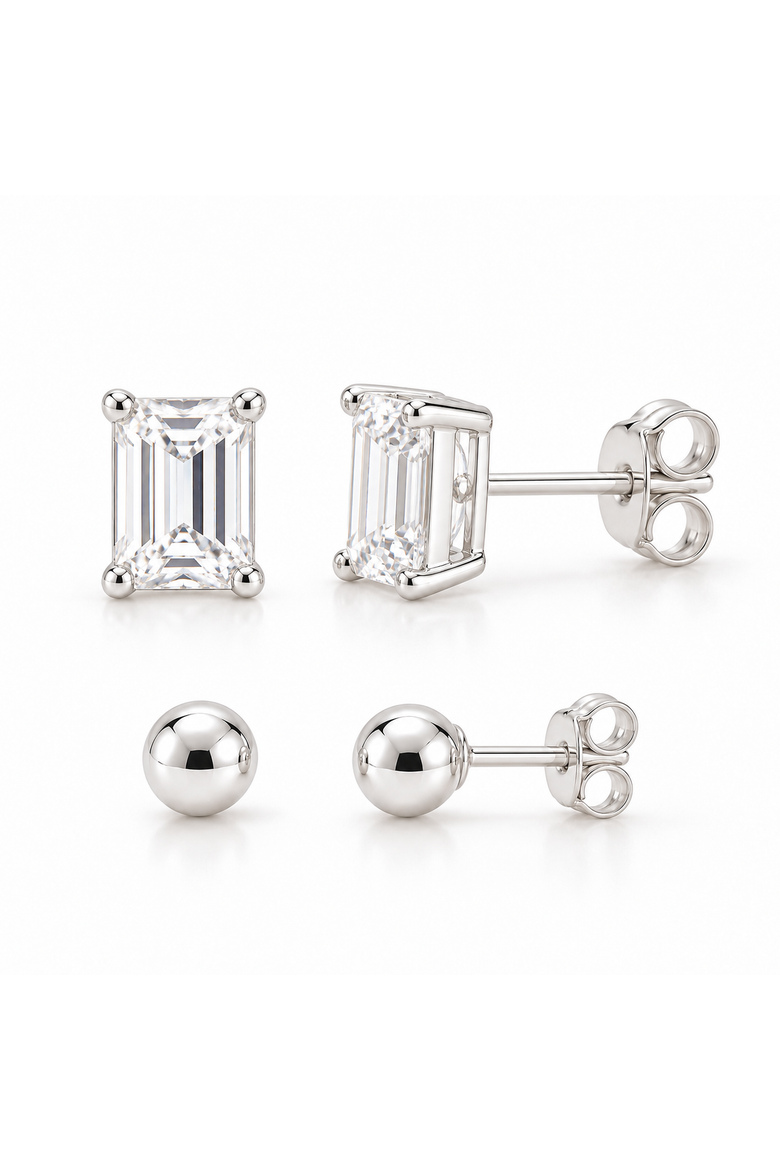 Sterling Silver Stud Earring Stacking Set, Alternate, color, Silver