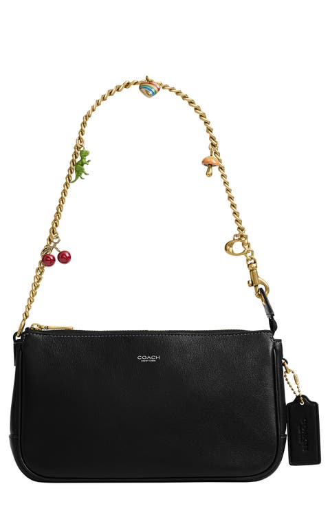 Plaza Leather Bag with Charm Chain Strap