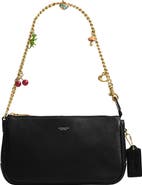 COACH Plaza Leather Bag with Charm Chain Strap