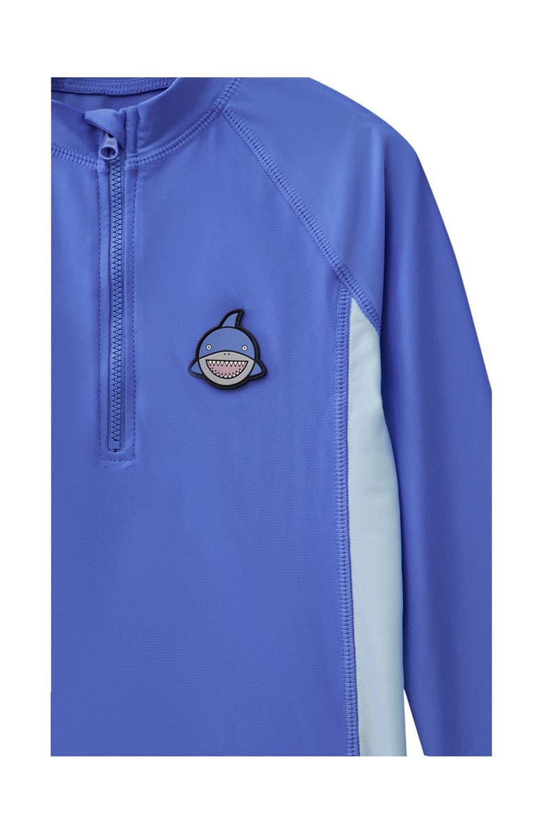 Roarsome Quarter Zip Long Sleeve Rash Guard Little Kids & Big Kids, Alternate, color, Medium Blue