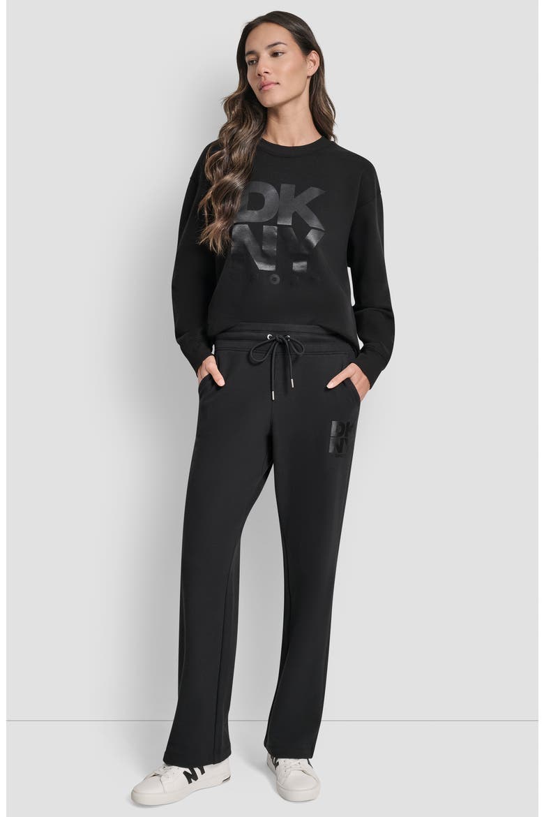 Stacked Logo Bootcut Sweatpants, Alternate, color, BLACK