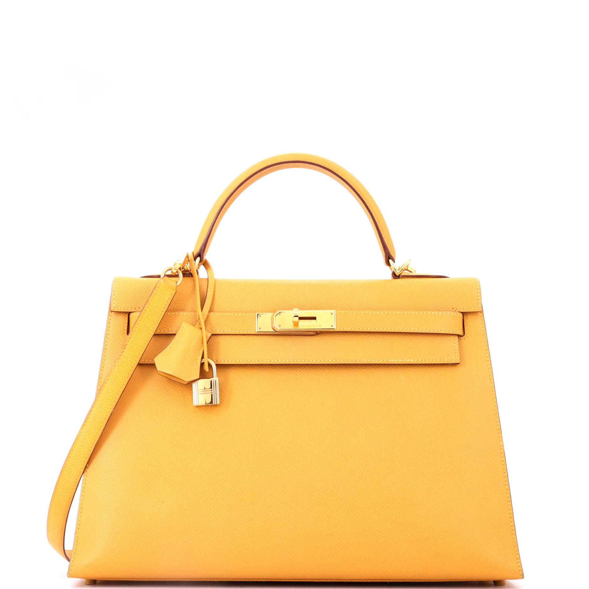 Kelly Handbag Yellow Courchevel with Gold Hardware 32, Main, color, Soleil