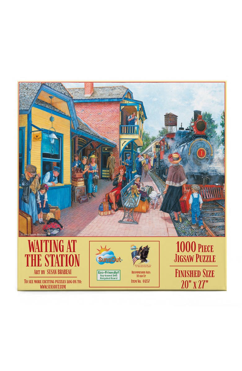 Sunsout Waiting at the Station 1000 piece Jigsaw Puzzle for Adults, Alternate, color, Multicolor