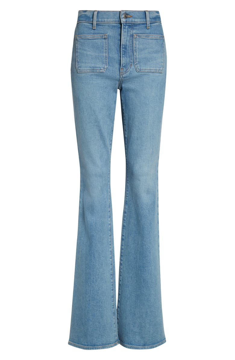 Veronica Beard Beverly High Waist Skinny Flare Leg Jeans, Alternate, color, Silverwood Blue