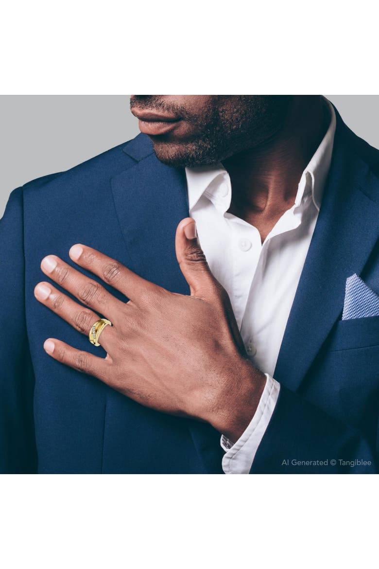 Men's Diamond Wedding Ring Lab Grown 10k Gold, Alternate, color, 10k Yellow Gold