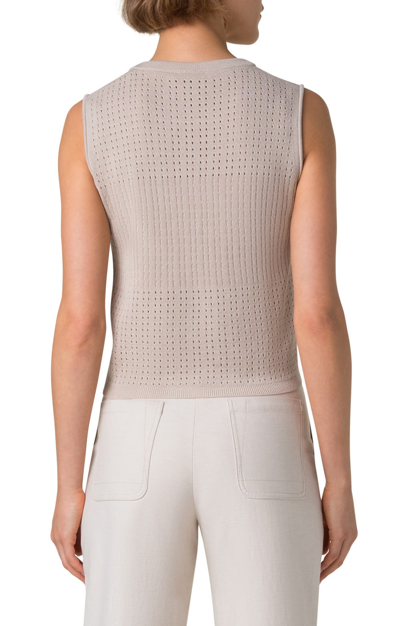 Silk & Cotton Pointelle Stitch Sweater Tank - image 2