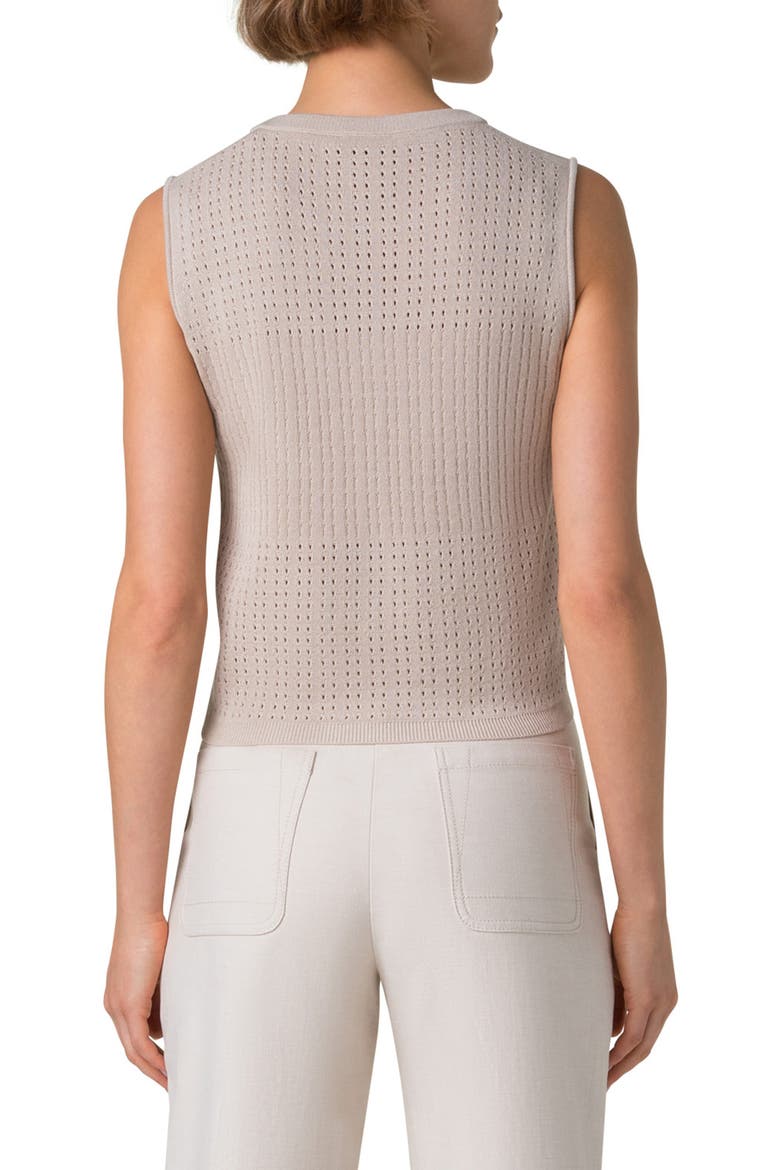 Silk & Cotton Pointelle Stitch Sweater Tank, Alternate, color, GREIGE