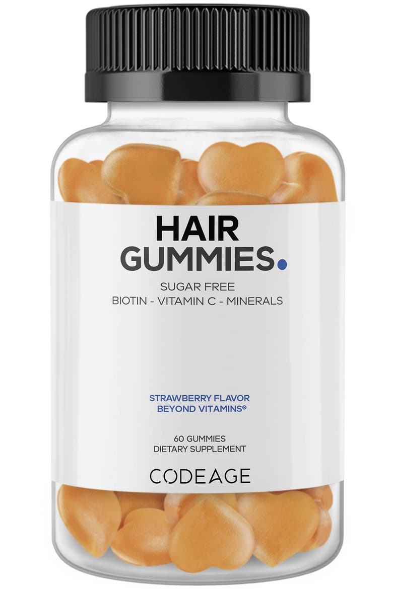 Hair Gummies Biotin Multivitamins Supplement, Main, color, White