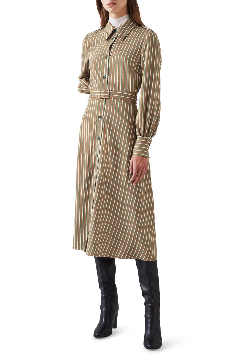 LK Bennett Frances Stripe Long Sleeve Shirtdress, Alternate, color, 