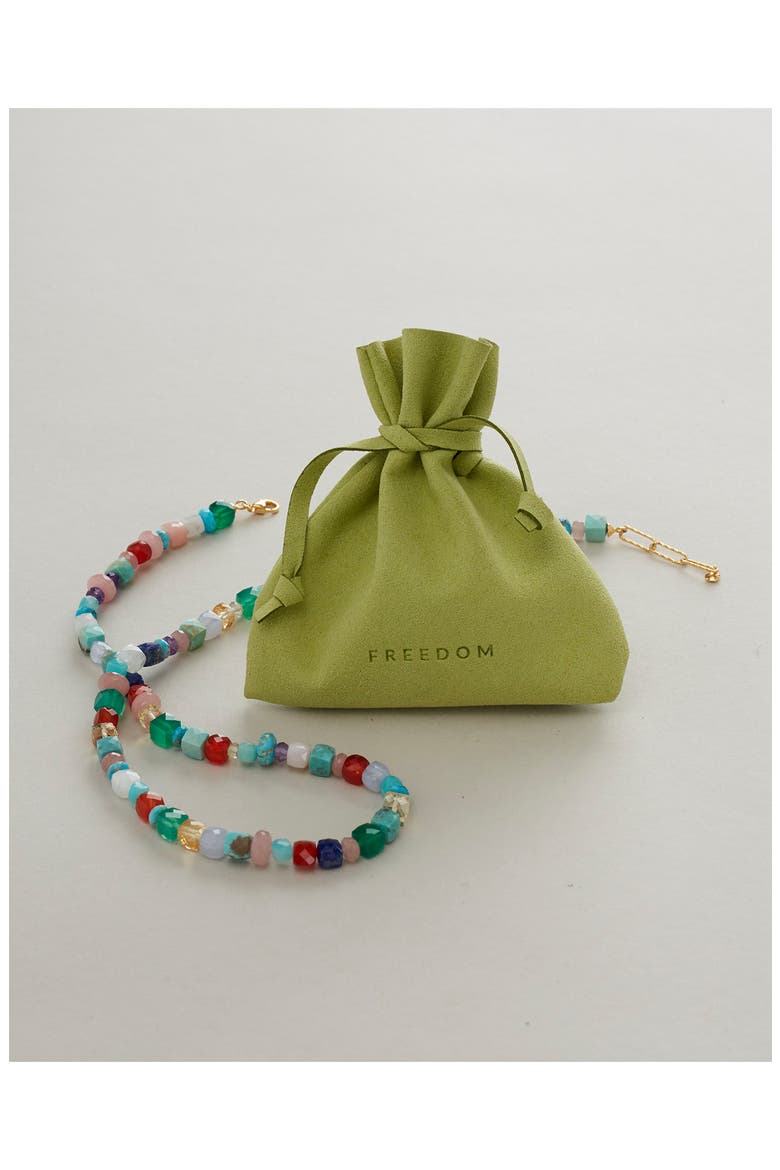 Freedom Beaded Gemstone Necklace, Alternate, color, YELLOW GOLD