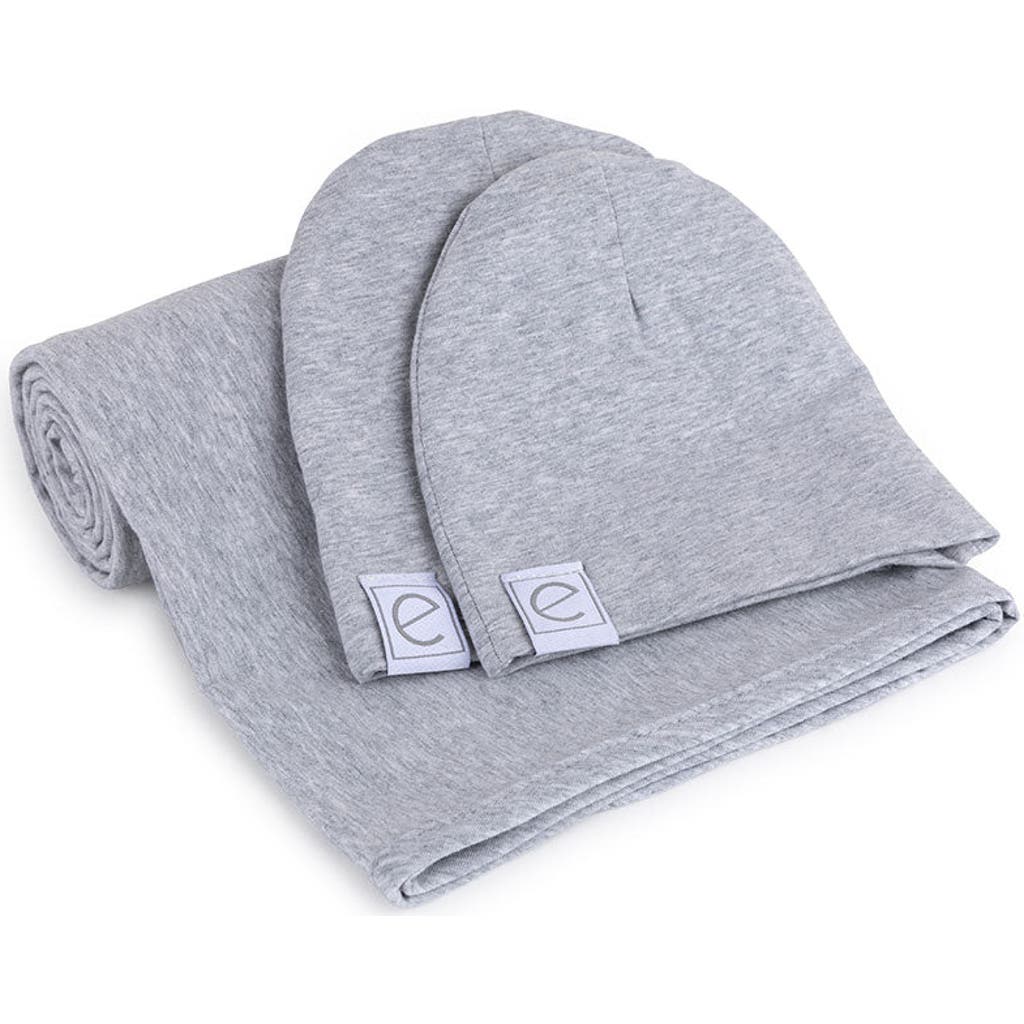 Ely's & Co. Jersey Knit Cotton Swaddle Blanket and Beanie Gift Set in Heather Grey