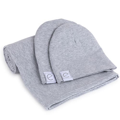Ely's & Co. Jersey Knit Cotton Swaddle Blanket And Beanie Gift Set In Heather Grey