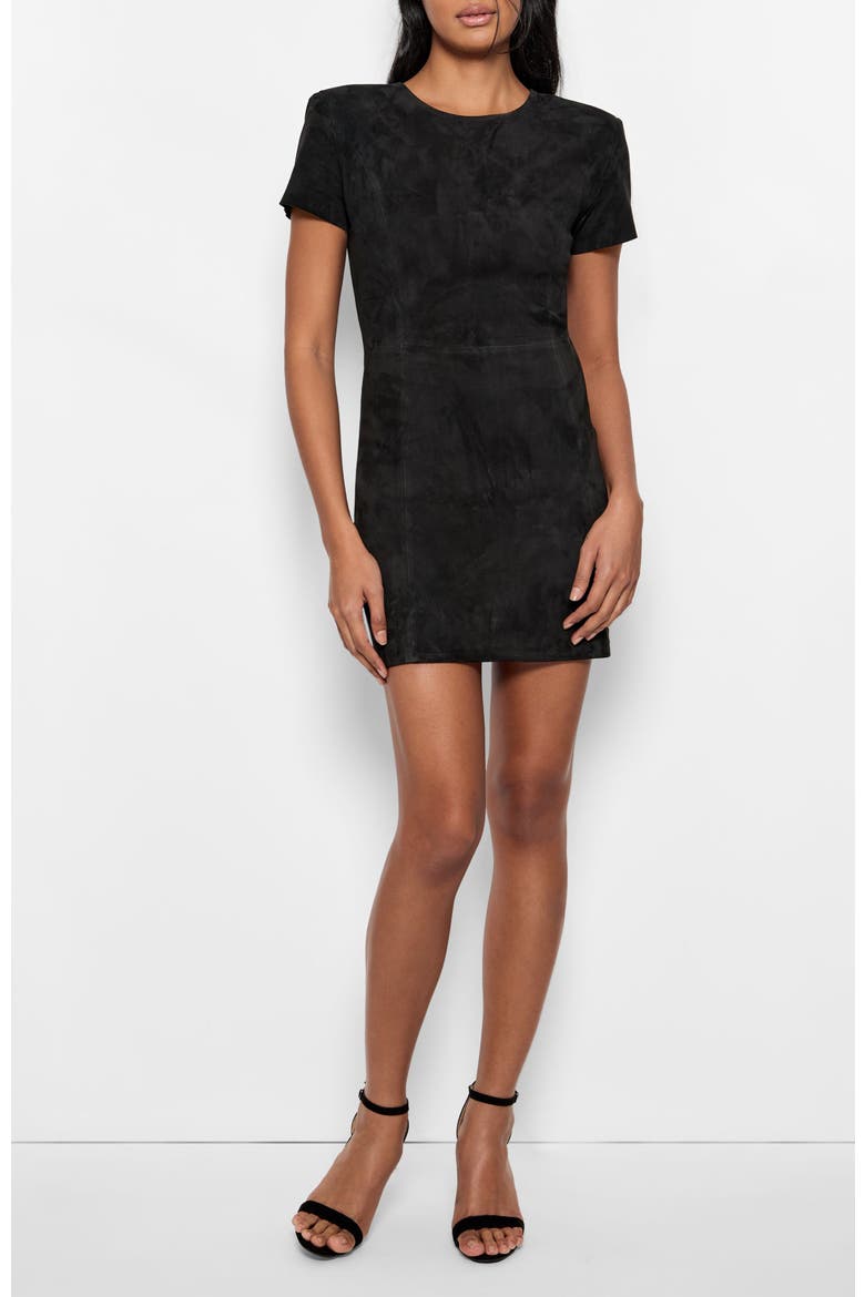 Fortuna Stretch Suede Dress, Main, color, Black