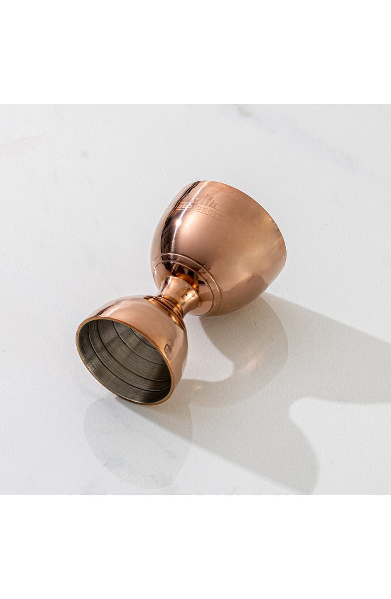 A Bar Above Antique Copper Bell Cocktail Jigger, Alternate, color, Antique Copper