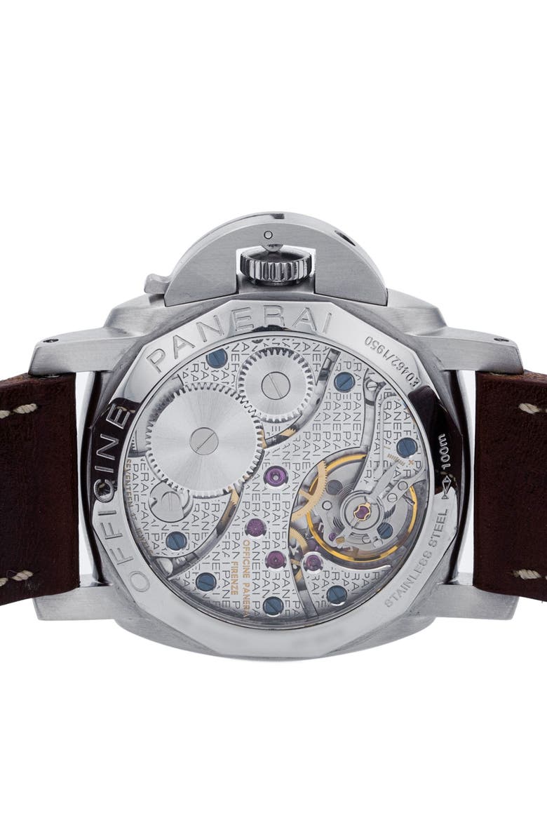 Watchfinder & Co. Panerai Preowned 2004 Luminor 1950 PAM00127 Leather Strap Watch, 47mm, Alternate, color, Black