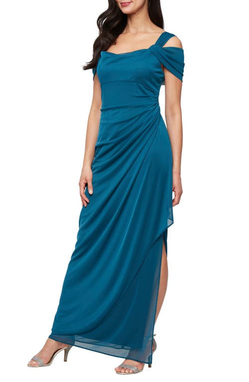 Alex Evenings Cold Shoulder Ruffle Gown