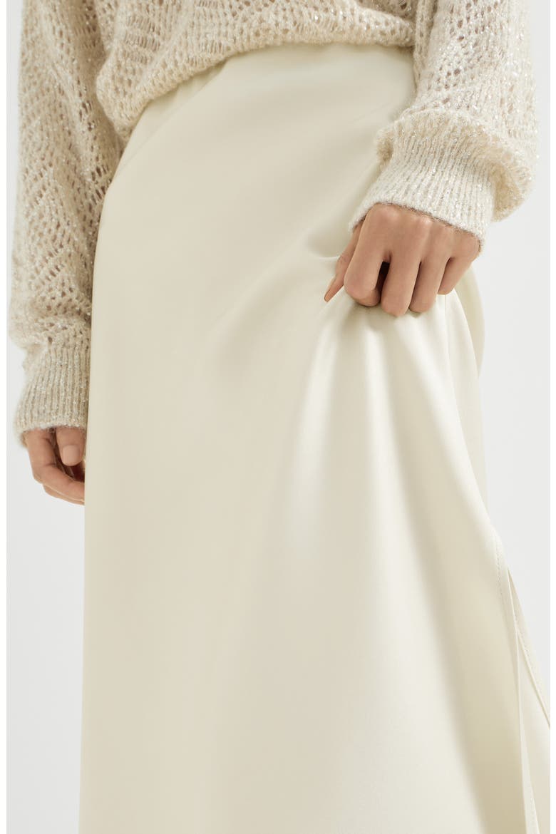 Satin cady fluid pencil skirt, Alternate, color, Butter
