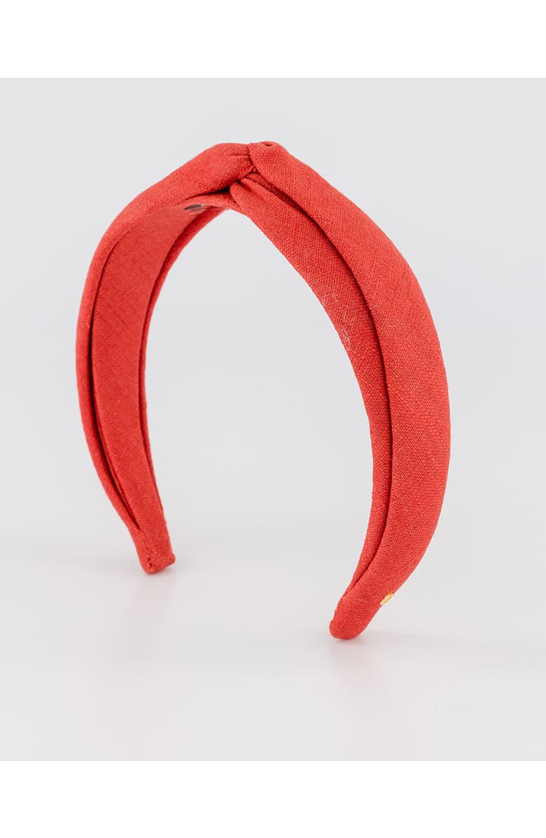 Alexandre de Paris Saharienne Linen Headband, Main, color, Blood Orange