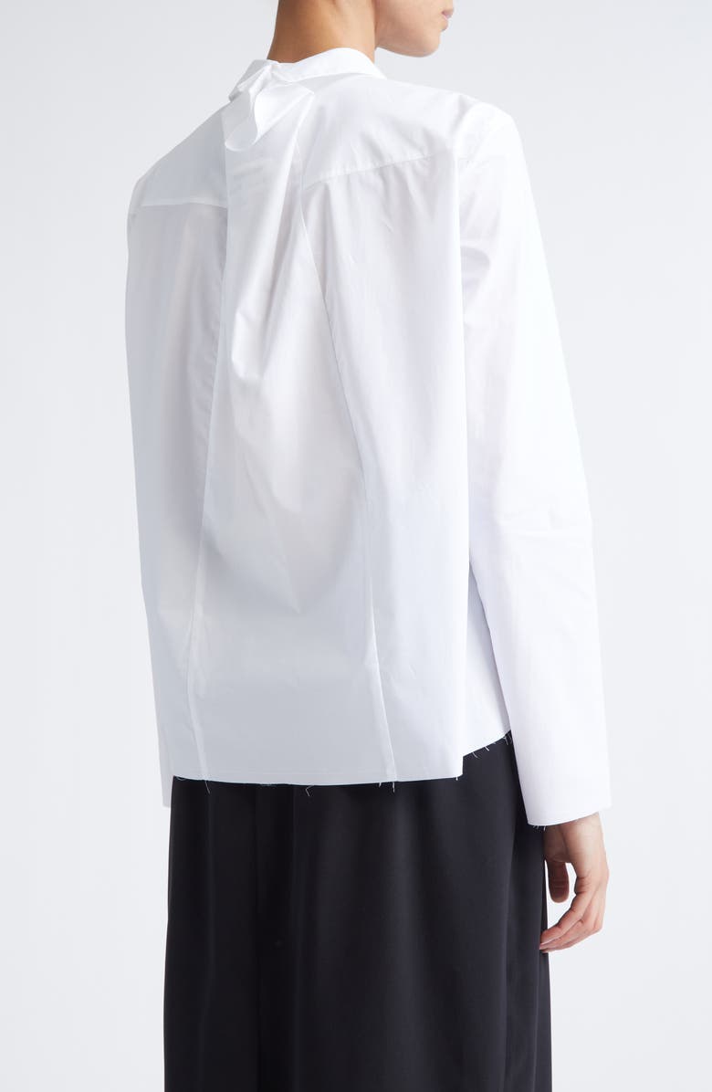 MM6 Maison Margiela Frayed Hem Poplin Button-Up Shirt, Alternate, color, White