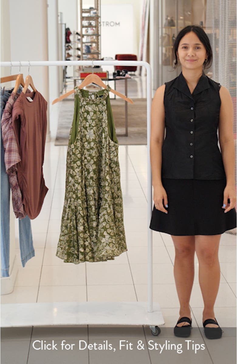 Metallic Leaf Print Dress, sales video thumbnail