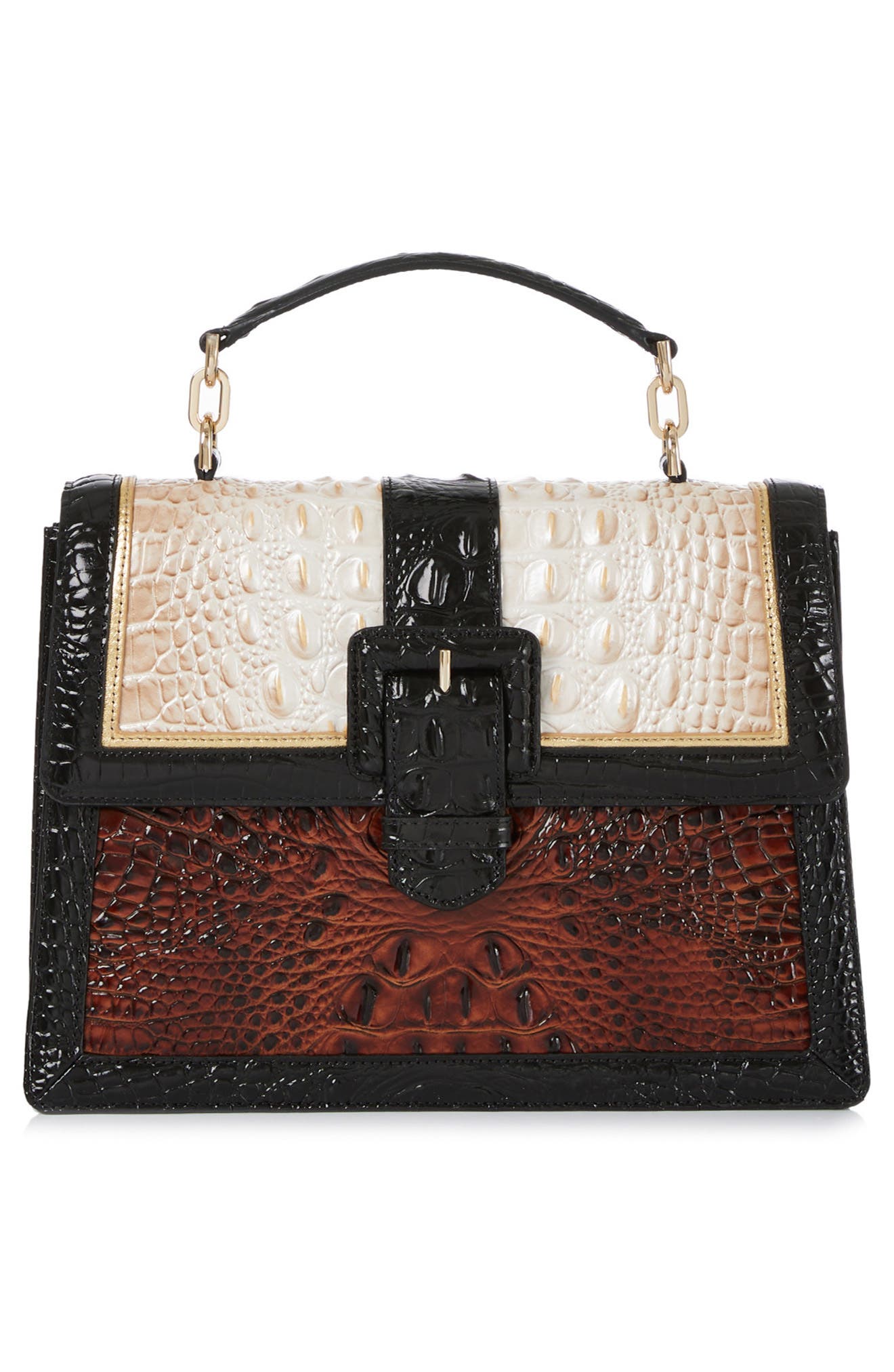 Brahmin Hallie Croc Embossed Leather Top Handle Bag, Alternate, color, 
