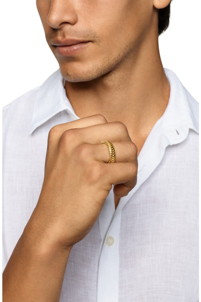 Men's Chevron Band Ring in 18K Yellow Gold, 6mm, Alternate, color, GOLD