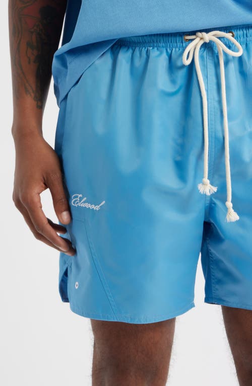 Elwood Olympic Embroidered Logo Nylon Shorts In Blue