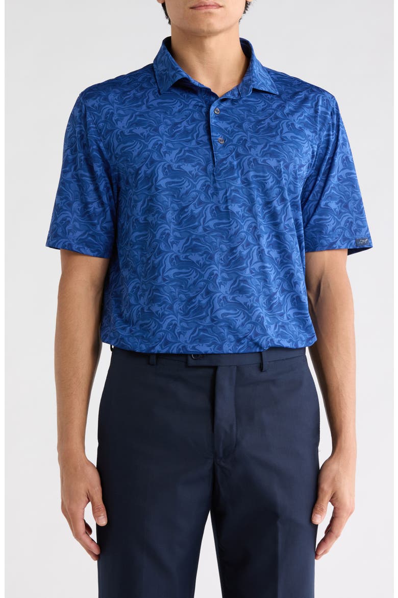 Deep Dive Print Knit Polo, Main, color, BLUEPRINT