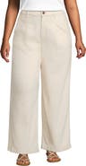 Lands' End High Rise Soft Denim Pleated Wide Leg Trousers