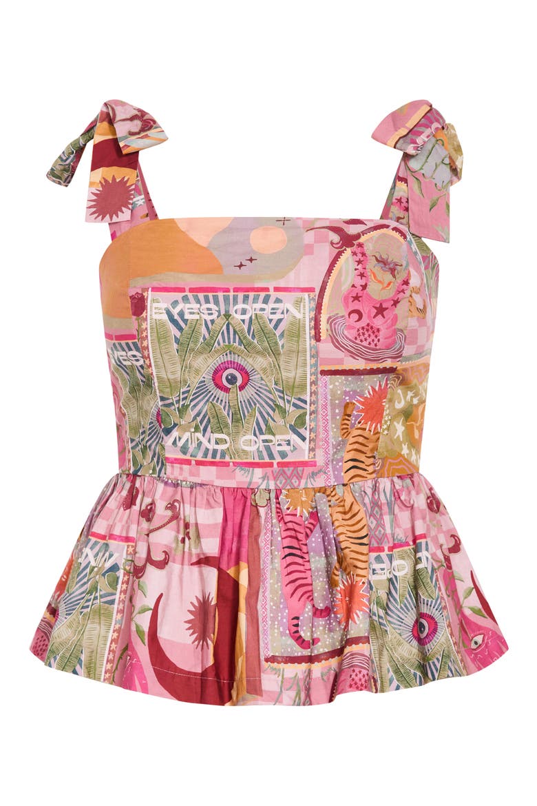 Isabel Peplum Top, Alternate, color, PINK DREAMSCAPE
