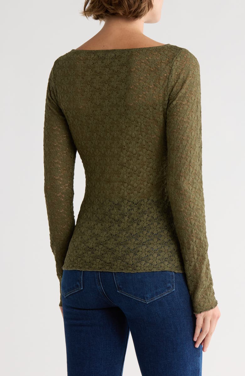 Sanctuary Neck Long Sleeve Lettuce Edge Top, Alternate, color, Fatigue Green