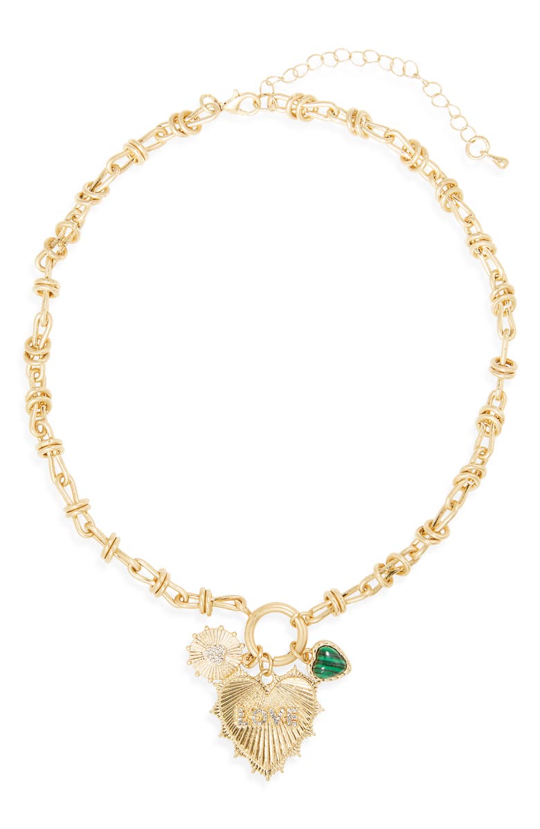 Cara Heart Charm Necklace, Main, color, Gold