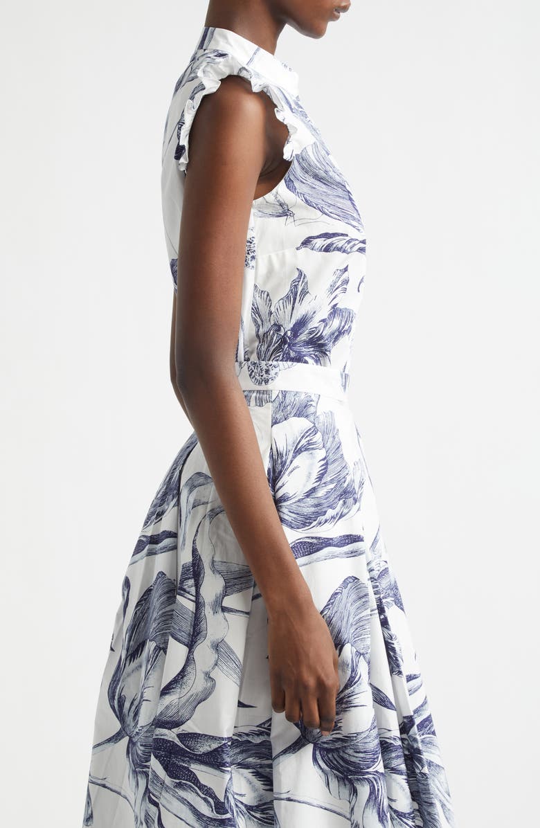 Erdem Print Sleeveless Cotton Shirt, Alternate, color, Botanical Engraving Ivory